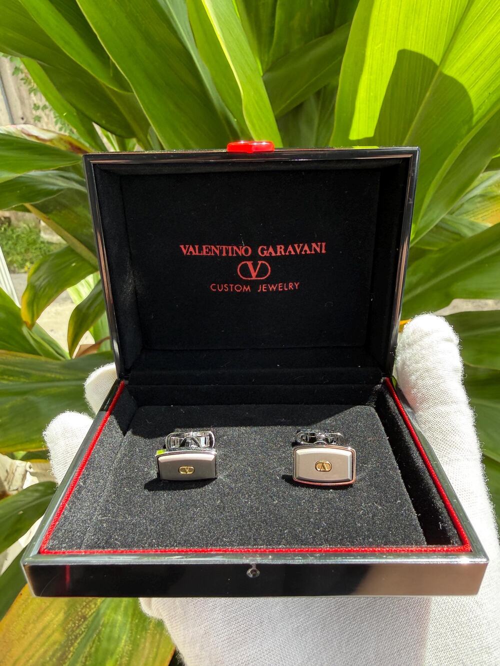 Vintage Valentino Garavani Sterling Silver 925 Rectangular Cufflinks